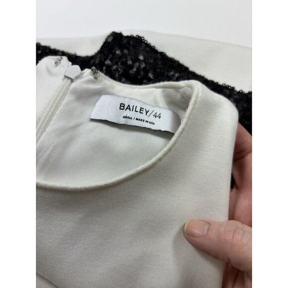 Bailey 44 Do The Hustle Dress White Black Small Stripe Sequins Sleeveless Sheath - Picture 6 of 13